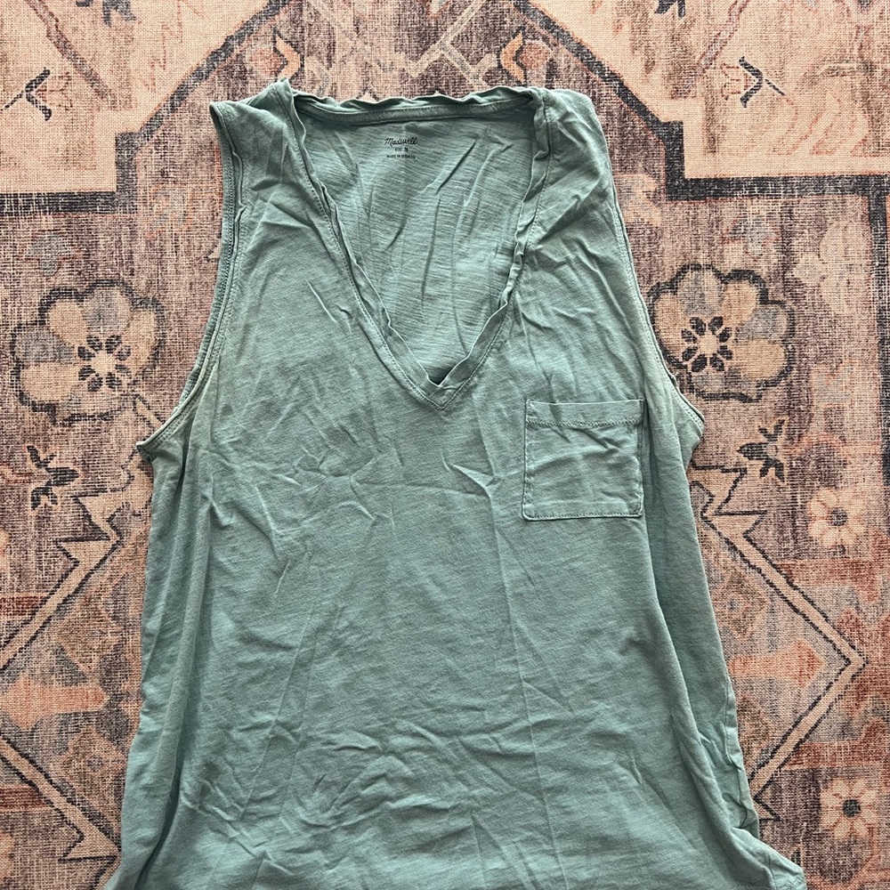 Madewell Teal V-neck Tank Top